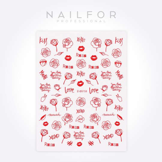 ADESIVI STICKERS ST602 fiori rosa - Nailfor