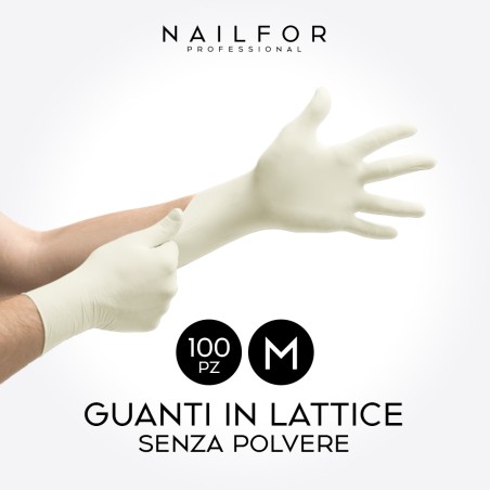 100 GUANTI IN LATTICE SENZA POLVERE - BIANCO M - Nailfor